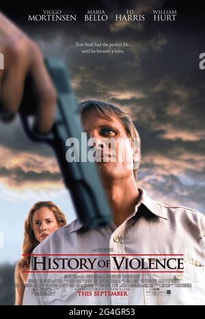 A History of Violence (2005) directed by David Cronenberg and starring Viggo Mortensen, Maria Bello and Ed Harris. Adaptation of John Wagner and Vince Locke's graphic novel about a family man who becomes a local hero and attracts unwanted attention. Stock Photo