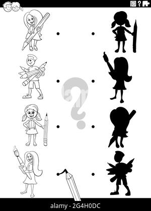 Cartoon Illustration of Join the Shadow with Boy Character Educational ...