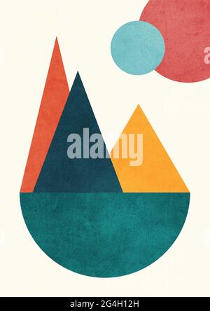 Abstract geometric shapes artwork with earth tones colors and texture ...