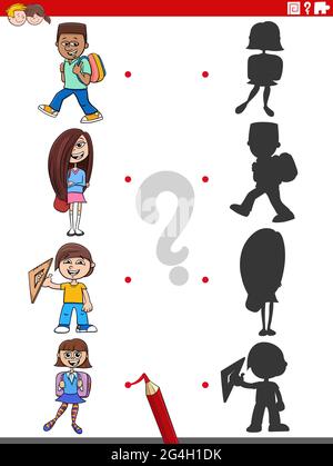 Cartoon Illustration of Join the Shadow with Boy Character Educational ...