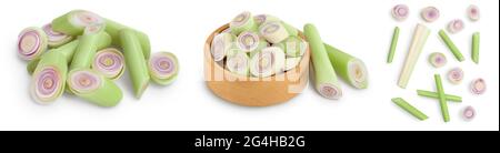 Fresh Lemongrass isolated on white background, Set or collection Stock Photo