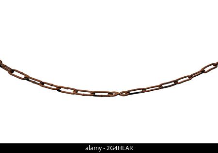Old rusty chain isolated on white background Stock Photo