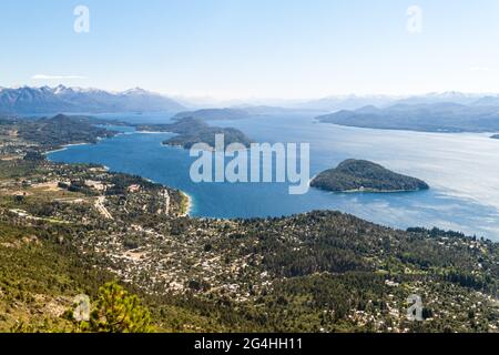 Aerial view of Nahuel Huapi lake near Bariloche, Argentina Stock Photo