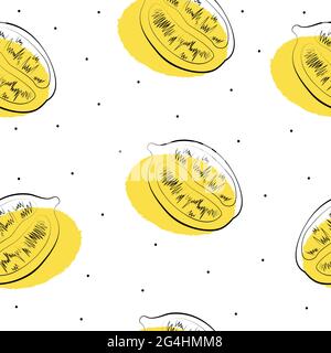 Black-colored halves of lemons on white background with black polka dot Stock Vector