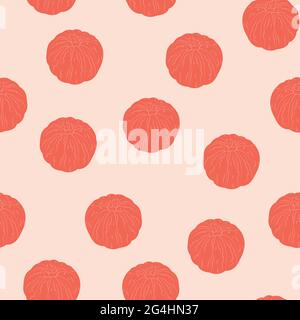 Peeled citrus fruits on light pink backdrop Stock Vector