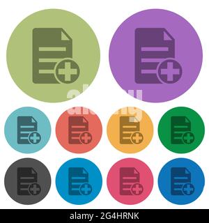 Add new document darker flat icons on color round background Stock Vector
