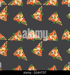 Bright seamless pattern with slices of pizza Stock Vector
