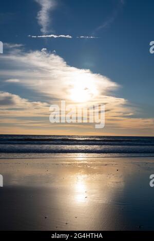 Cloud formation over sea from Awakino Beach, Waikato, North Island, New Zealand Stock Photo