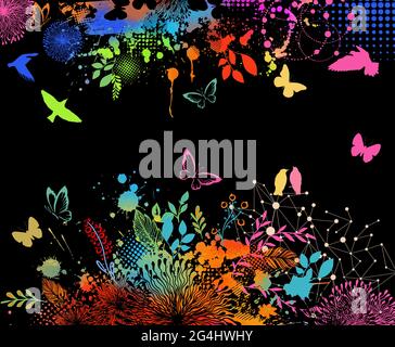 Multicolored floral abstraction background with blots. Vector illustration Stock Vector