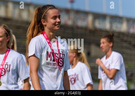 Prague, Czech Republic. 19th June, 2021. Natalie Kavalova (18 Sparta Prague) after the I. liga Zeny match between Sparta Prague and 1. FC Slovacko at Strahov Stadium, Czech Republic. Credit: SPP Sport Press Photo. /Ģ����ý Live News Stock Photo