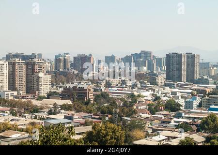 SANTIAGO, CHILE - MARCH 28, 2015: Aerial view of Santiago de Chile. Stock Photo