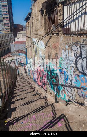 VALPARAISO, CHILE - MARCH 29, 2015: Stairs in Valparaiso, Chile Stock Photo