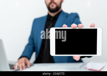 Tech Guru Selling Newly Developed Device, Teacher Confiscating Phone, Businessman Presenting Technological Advancement, Giving Lectures Lesson Stock Photo