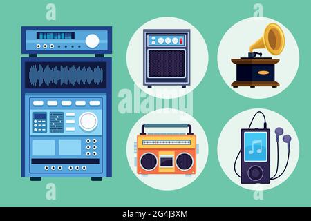 five music icons Stock Vector