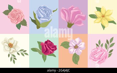 eight garden icons Stock Vector