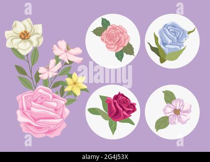 five garden icons Stock Vector