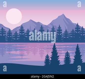 wanderlust landscape with pines Stock Vector Image & Art - Alamy