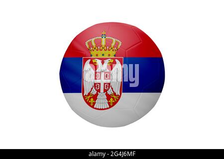 Football in the colors of the Serbia flag isolated on white background. In a conceptual championship image supporting Serbia. Stock Photo