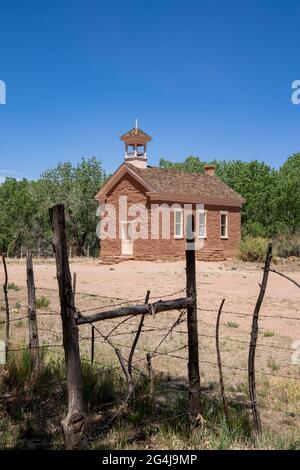 Old schoolhouse in the abandoned ghost town of Grafton, Utah Stock Photo