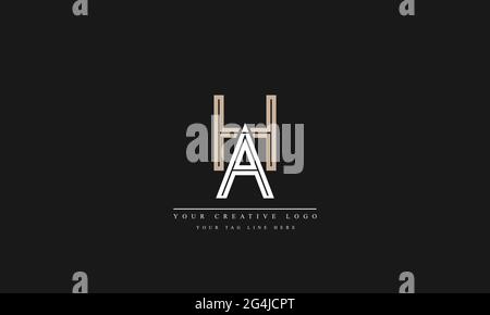 Letter Logo Design with Creative Modern Trendy Typography AH HA A H Stock Vector