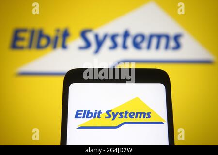 In this photo illustration, the Elbit Systems logo is seen displayed on ...