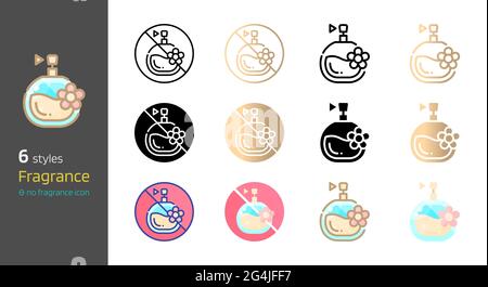 No fragrance icon set. Fragrant free and perfume cosmetics various style collection vector illustration Stock Vector