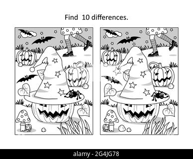 Find 10 differences visual puzzle and coloring page with two snowmen ...