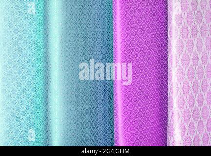 shade tone colors ornaments patterns of thai silk textiles Stock Photo