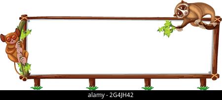 Empty banner with slow loris on white background illustration Stock Vector