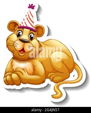 lion wearing party hat to celebrate the baby shower Stock Vector Image ...