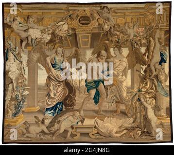 January Representation Depiction of February with symbolic and seasonal elements, calendar ...
