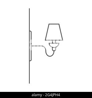 Vector icon sconce, wall lamp. Stock illustration, isolated on a white background. Simple linear design. Flat design. Stock Vector
