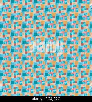 Geometric seamless pattern with multicolor stripes and squares Stock Vector
