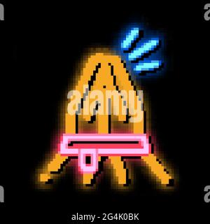 tied hands asking for help neon glow icon illustration Stock Vector