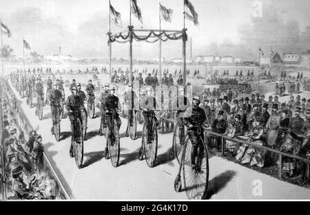 sports, cycling, velocipede race on the new velocipede course at Leipzig, opening parade, ARTIST'S COPYRIGHT HAS NOT TO BE CLEARED Stock Photo