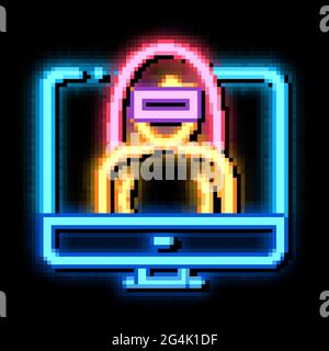 computer hacker neon glow icon illustration Stock Vector