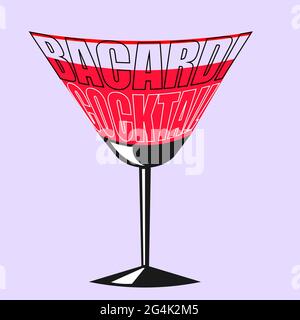 minimalistic lettering logo of bacardi cocktail on light background 4 Stock Vector