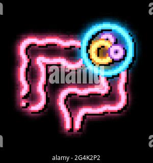 gut in stomach neon glow icon illustration Stock Vector