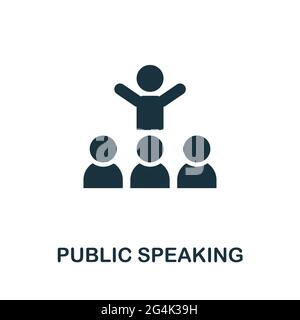 Public Speaking icon. Monochrome simple element from soft skill collection. Creative Public Speaking icon for web design, templates, infographics and Stock Vector