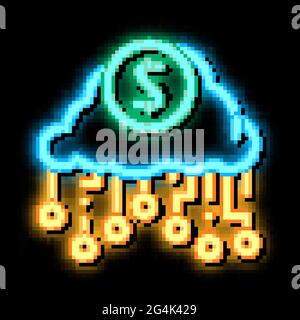 cash cloud neon glow icon illustration Stock Vector