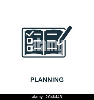 Planning icon. Monochrome simple element from soft skill collection. Creative Planning icon for web design, templates, infographics and more Stock Vector