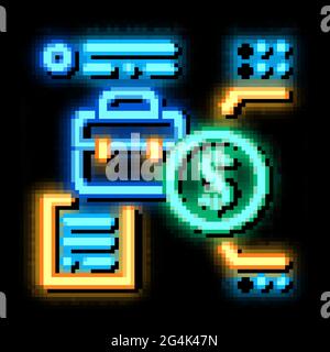 salary for work neon glow icon illustration Stock Vector