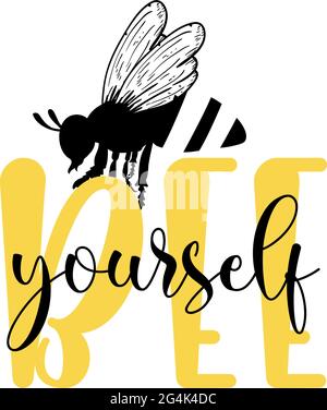 Honey bee calligraphy lettering motivation text. Vector hand lettering ...