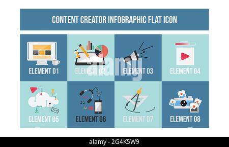 Flat design concept of Content creator illustration. Modern Flat Design Concept Of Freelancer Blogger Content Creator illustration vector Stock Vector