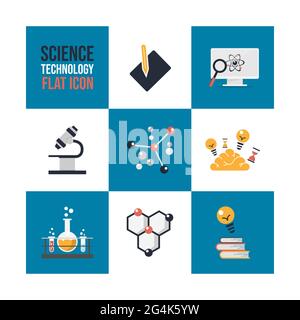 Flat design icons infographic science vector image. Science and Laboratory icons. For presentation, graphic design, mobile application, web design, in Stock Vector