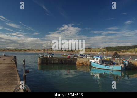 Fishing boats in Beadnell Harbour, Northumberland UK, Stock Photo