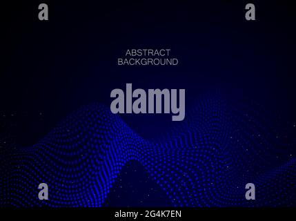 Abstract blue background. Big data. Abstract blue wave flow from particles.Vector technology and science background. Stock Vector
