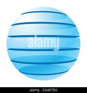 Stack of round transparent blocks that makes a sphere. Abstract glass ball cut into pieces. Composition of geometric shapes for your design. Stock Vector