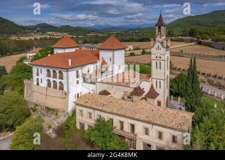 Aerial view of the textile company town of Palà de Torroella, in Navàs (Bages, Barcelona, Catalonia, Spain) ESP: Vista aérea de Palà de Torroella Stock Photo