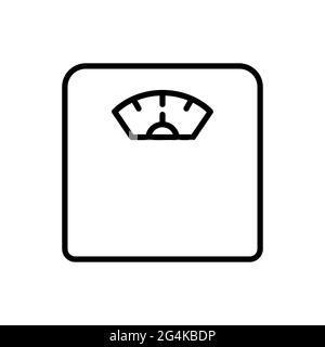 Weight scale line icon. Body mass index. Weight measurement at home. Bathroom floor scale. Fitness and healthy lifestyle concept. Obesity prevention Stock Vector